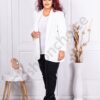Plus size μπλέιζερ χωρίς κούμπωμα με σούρα στα μανίκια-λευκό-κωδ 247004-4