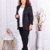 Plus size μπλέιζερ χωρίς κουμπί με ντραπέ μανίκια-μαύρο-κωδ 247004
