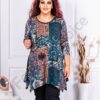 Plus size ασύμμετρη τουνίκ με Boho μοτίβο-κωδ 24347-5