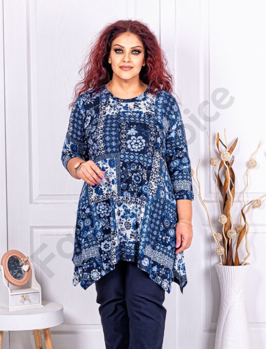 Plus size ασύμμετρη τουνίκ με φλοράλ σχέδιο-κωδ 24347-4
