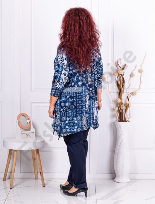 Plus size ασύμμετρη τουνίκ με φλοράλ σχέδιο-κωδ 24347-4