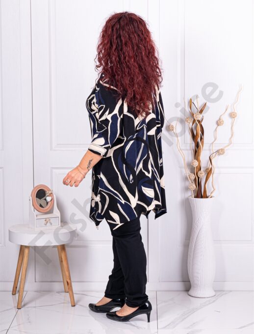 Plus size ασύμμετρη τουνίκ με σχέδια-μαύρο-κωδ 24100-1