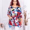 Plus size ασύμμετρη τουνίκ με χρωματιστό ντεσέν-κωδ 24100