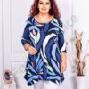 Plus size ασύμμετρη τουνίκ με σχέδια-μπλε-κωδ 24100-2