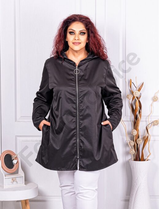 Plus size τζάκετ απο τεχνικό ύφασμα-μαύρο-κωδ 2824