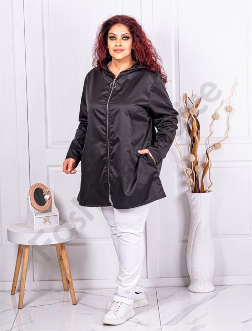 Plus size τζάκετ απο τεχνικό ύφασμα-μαύρο-κωδ 2824