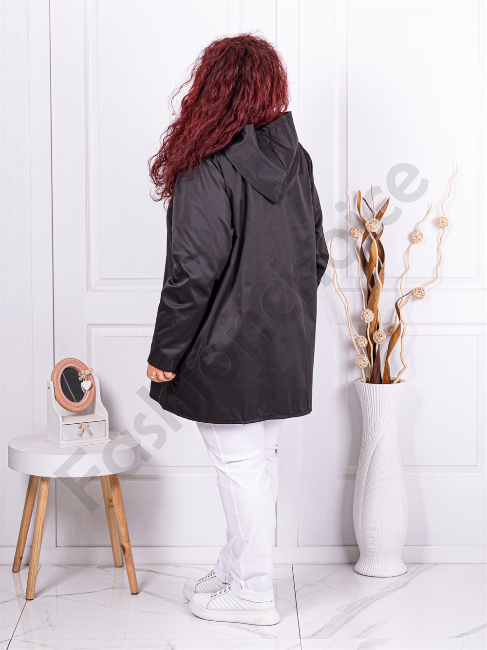 Plus size τζάκετ απο τεχνικό ύφασμα-μαύρο-κωδ 2824