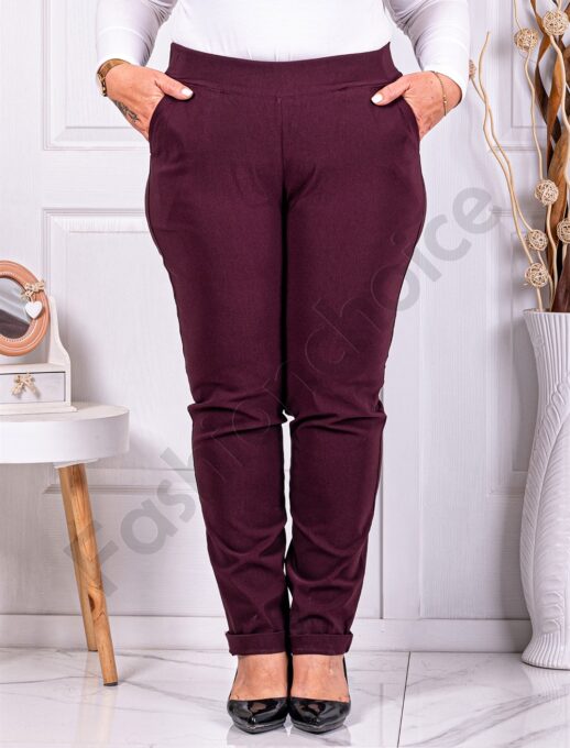 Plus size παντελόνι Push up ελαστικό-βουργουνδί-κωδ 24348-4