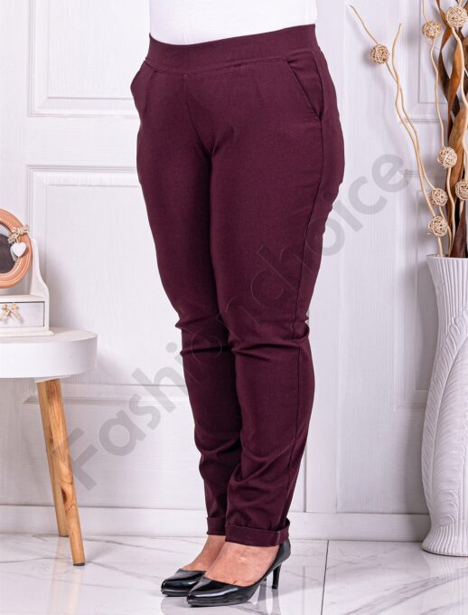 Plus size παντελόνι Push up ελαστικό-μπορντό-κωδ 24348-4
