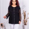 Plus size μπλούζα με μανίκια δαντέλα και διακοσμητικά κουμπιά-κωδ 416