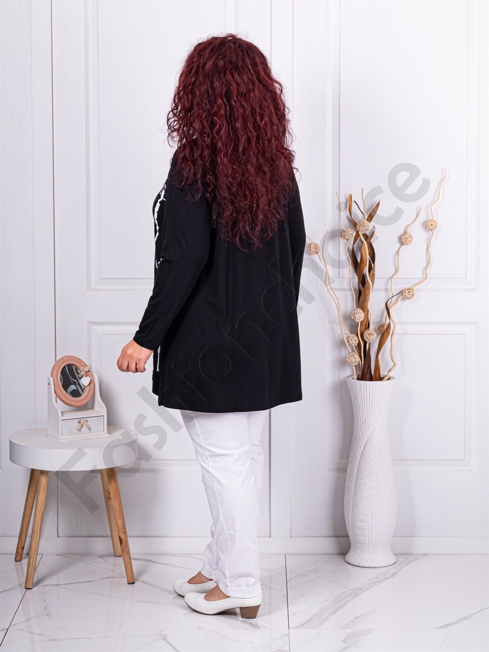 Plus size τουνίκ με Art ντεσέν γράμματα-κωδ 427