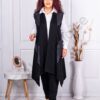 Plus size μακρύ ασύμμετρο γιλέκο-μαύρο-κωδ 403