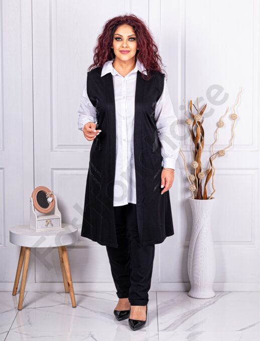 Plus size μακρύ γιλέκο με στρας-κωδ 377