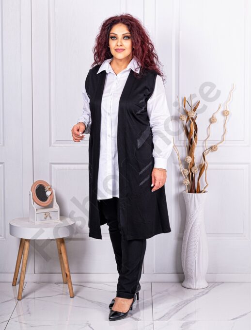 Plus size μακρύ γιλέκο με στρας-κωδ 377