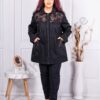 Plus size ελαφρύ υφασμάτινο παλτό με δαντέλα-κωδ 453