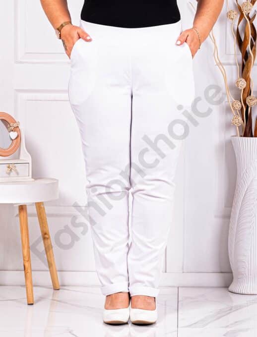Plus size παντελόνι Push up ελαστικό-λευκό-κωδ 24348-8