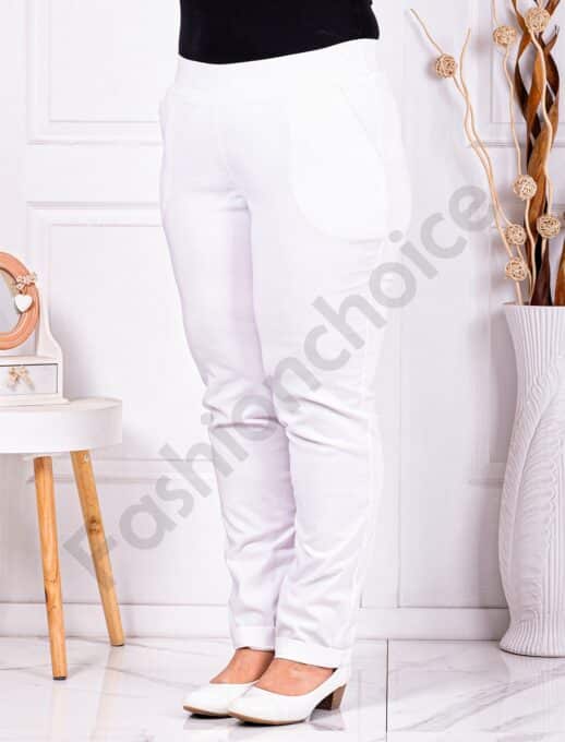 Plus size παντελόνι Push up ελαστικό-λευκό-κωδ 24348-8