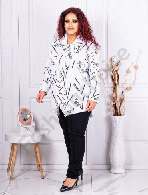 Plus size jacket σε λευκό denim-κωδ 10025-8