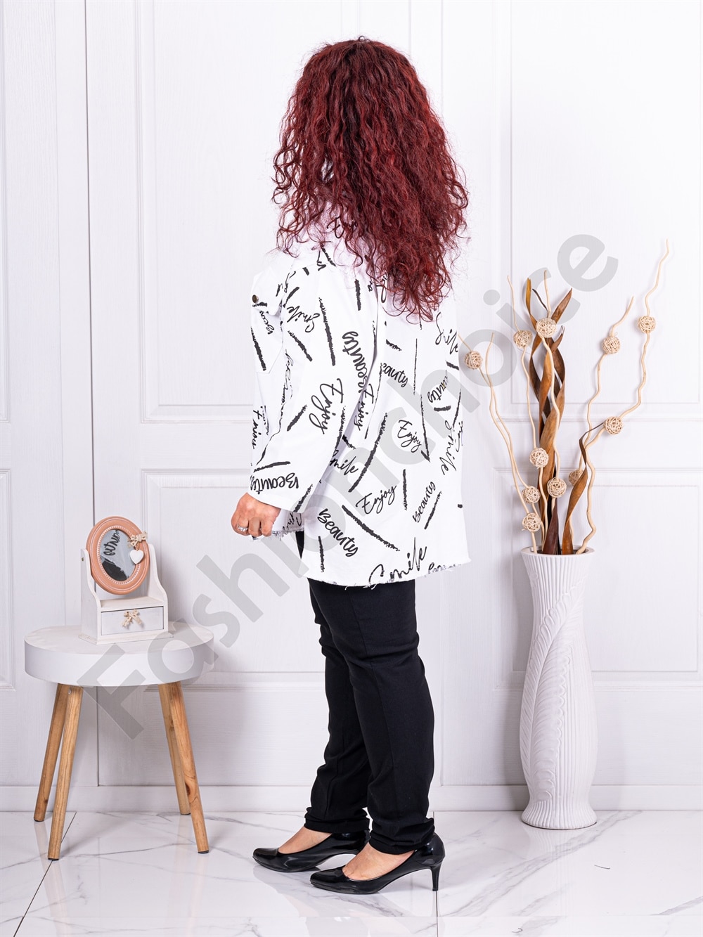 Plus size jacket σε λευκό denim-κωδ 10025-8