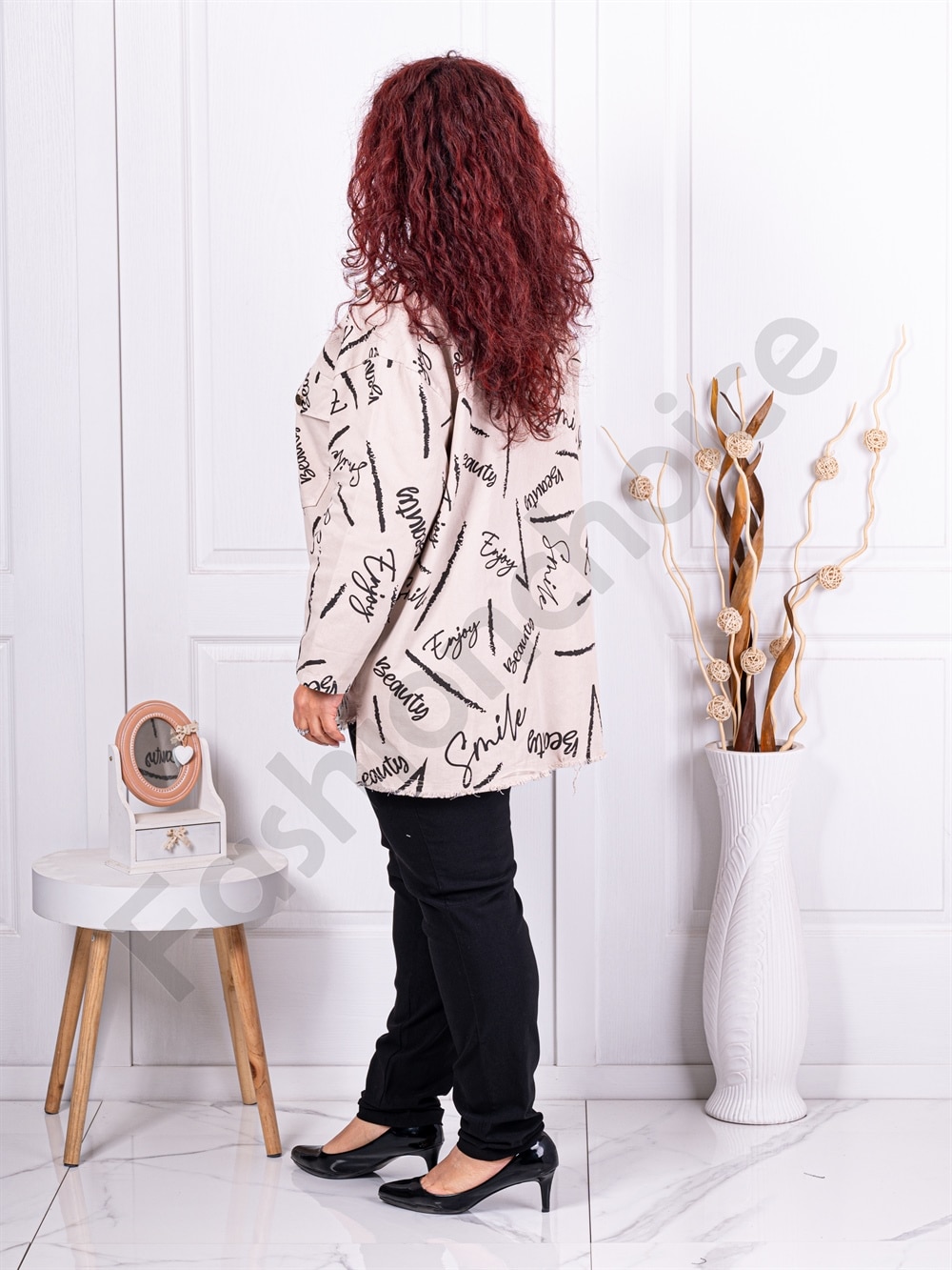 Plus size jacket σε μπεζ denim-κωδ 10025-7