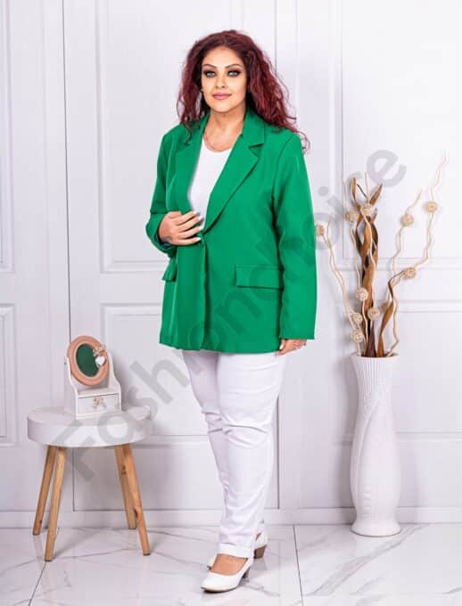 Plus size κομψό γυναικείο σακάκι-πράσινο-κωδ 3224-5
