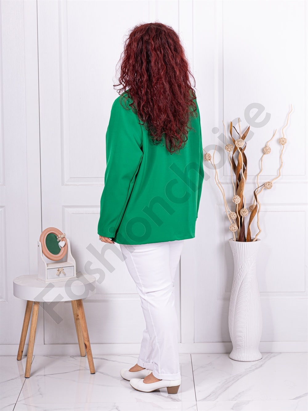 Plus size κομψό γυναικείο σακάκι-πράσινο-κωδ 3224-5