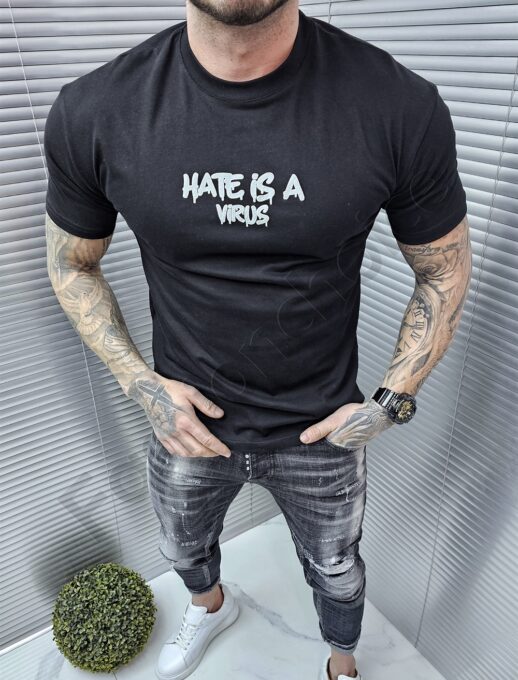 Ανδρικό T-shirt με τύπωμα Hate is a virus-μαύρο-κωδ 241350-5