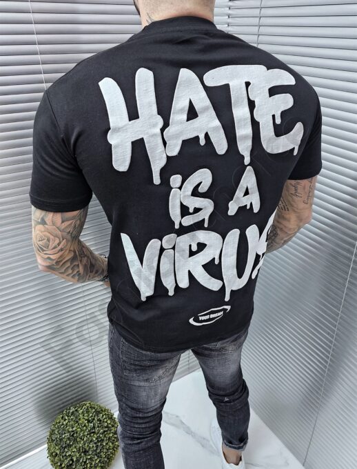 Ανδρικό T-shirt με τύπωμα Hate is a virus-μαύρο-κωδ 241350-5