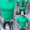 Ανδρικό T-shirt με τύπωμα στη πλάτη-πράσινο-κωδ 241350-31