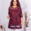 Plus size τουνίκ με λεπτομέρεια τούλι-μπορντό-κωδ 241309