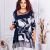 Plus size τουνίκ με σχέδιο και τούλι-μπλε-κωδ 241358-1