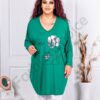Plus size τουνίκ V λαιμόκοψη με Арт τύπωμα-πράσινο-κωδ 1278-3