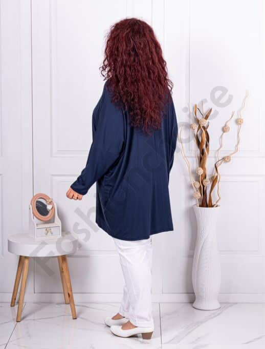 Plus size τουνίκ V λαιμόκοψη με Арт τύπωμα-μπλε-κωδ 1278-4