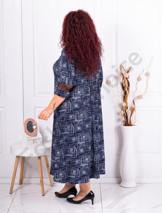 Plus size φόρεμα με γεωμετρικά σχήματα-μπλε-κωδ 1354-1
