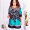 Plus size τουνίκ με λεπτομέρεια τούλι-τυρκουάζ-κωδ 241309-1