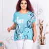 Plus size μπλούζα με φλοράλ σχέδιο και επιγραφή-κωδ 8732
