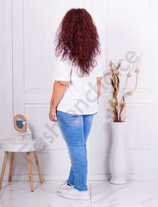 Plus size μπλούζα σε λευκό με τύπωμα-κωδ 813421