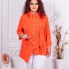 Plus size ασύμμετρο πουκάμισο με δέσιμο μπροστά-πορτοκαλί-κωδ 24009