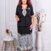 Plus size τριπλό σετ φούστα, τοπ και σακάκι-μαύρο-κωδ 24123