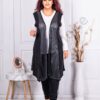 Plus size μακρύ ασύμμετρο γιλέκο σε συνδυασμό υφασμάτων-κωδ 24646