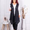 Plus size μακρύ ασύμμετρο γιλέκο σε συνδυασμό υφασμάτων-κωδ 24646-1