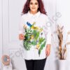 Plus size πουκάμισο με εξωτικό μοτίβο-λευκό-κωδ 81858