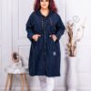 Plus size καμπαρντίνα απο τεχνικό ύφασμα-σκούρο μπλε-κωδ 9829-5