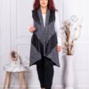 Plus size μακρύ ασύμμετρο γιλέκο-σκούρο γκρι-κωδ 241308-1