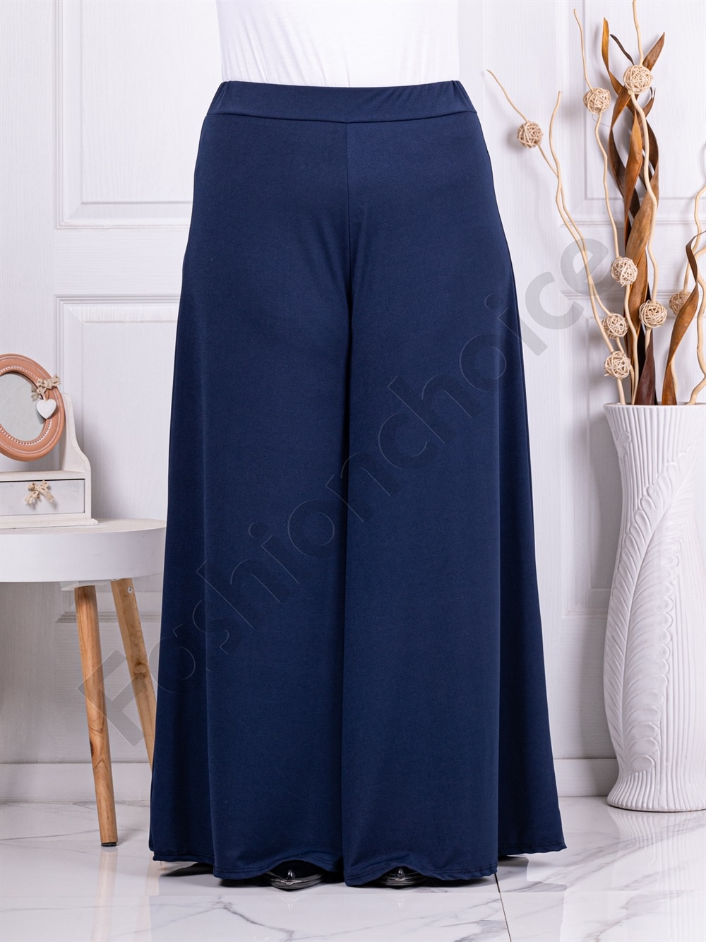 Plus size παντελόνι σε φαρδιά γραμμή-μπλε-κωδ 5359-1