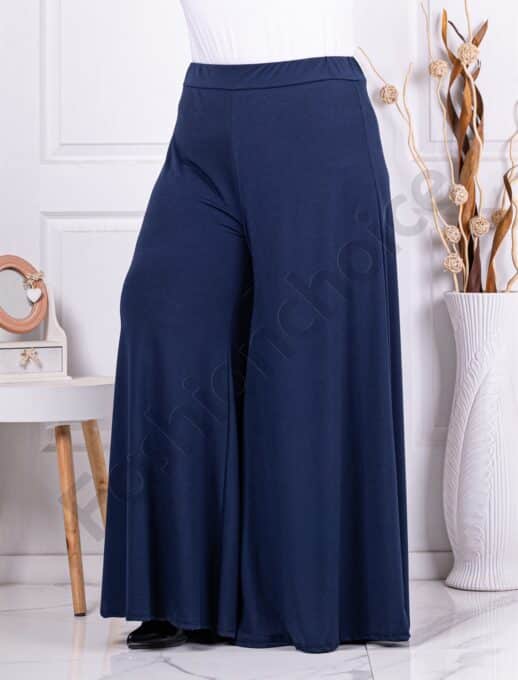 Plus size παντελόνι σε φαρδιά γραμμή-μπλε-κωδ 5359-1