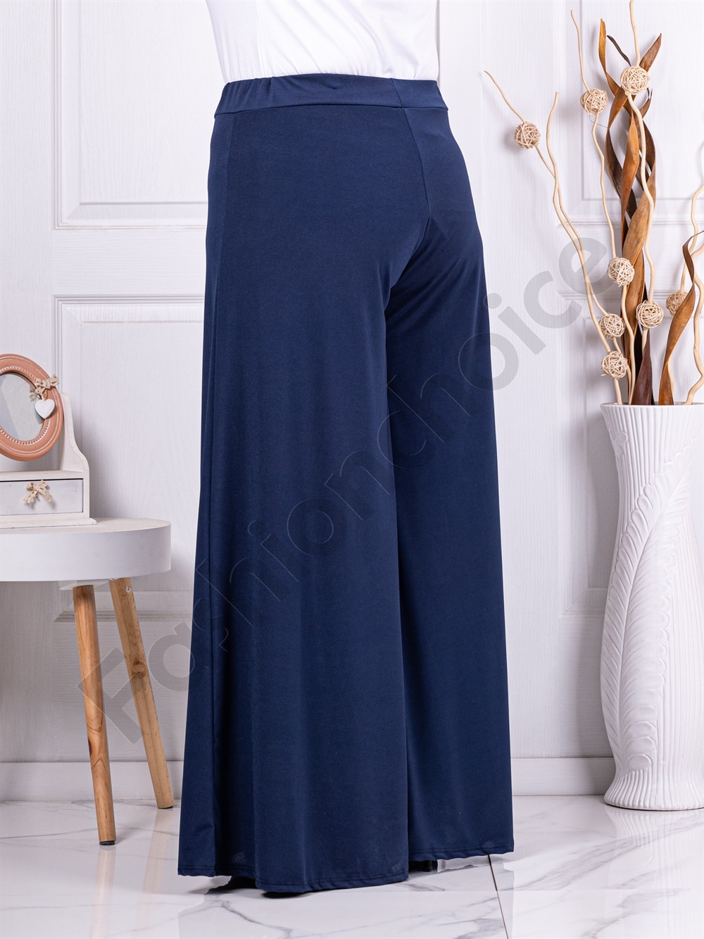Plus size παντελόνι σε φαρδιά γραμμή-μπλε-κωδ 5359-1