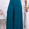 Plus size παντελόνι σε φαρδιά γραμμή-πετρόλ-κωδ 5359-3
