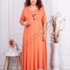 Plus size μακρύ φόρεμα με κολιέ-χρώμα ροδάκινο-κωδ 24235-6