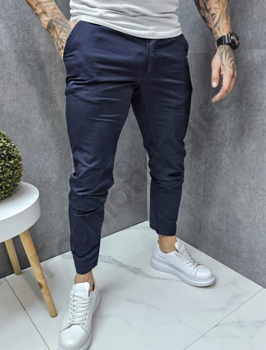 Ανδρικό παντελόνι Skinny-μπλε σκούρο-κωδ 1364-4
